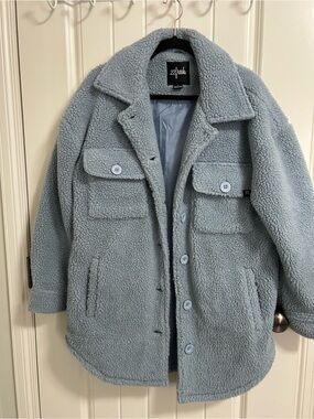 fresh Light Blue Sherpa Button-Up Jacket